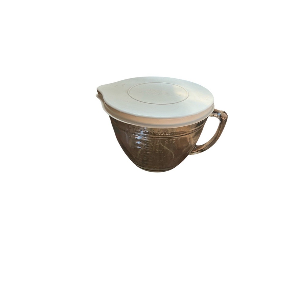 Vintage Anchor Hocking 8 Cup 2 QT Measuring Cup/Batter Bowl Clear Glass With Lid
